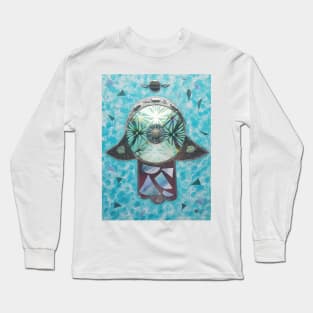 Reflecting Pool Hamsa by Harriette Knight Long Sleeve T-Shirt